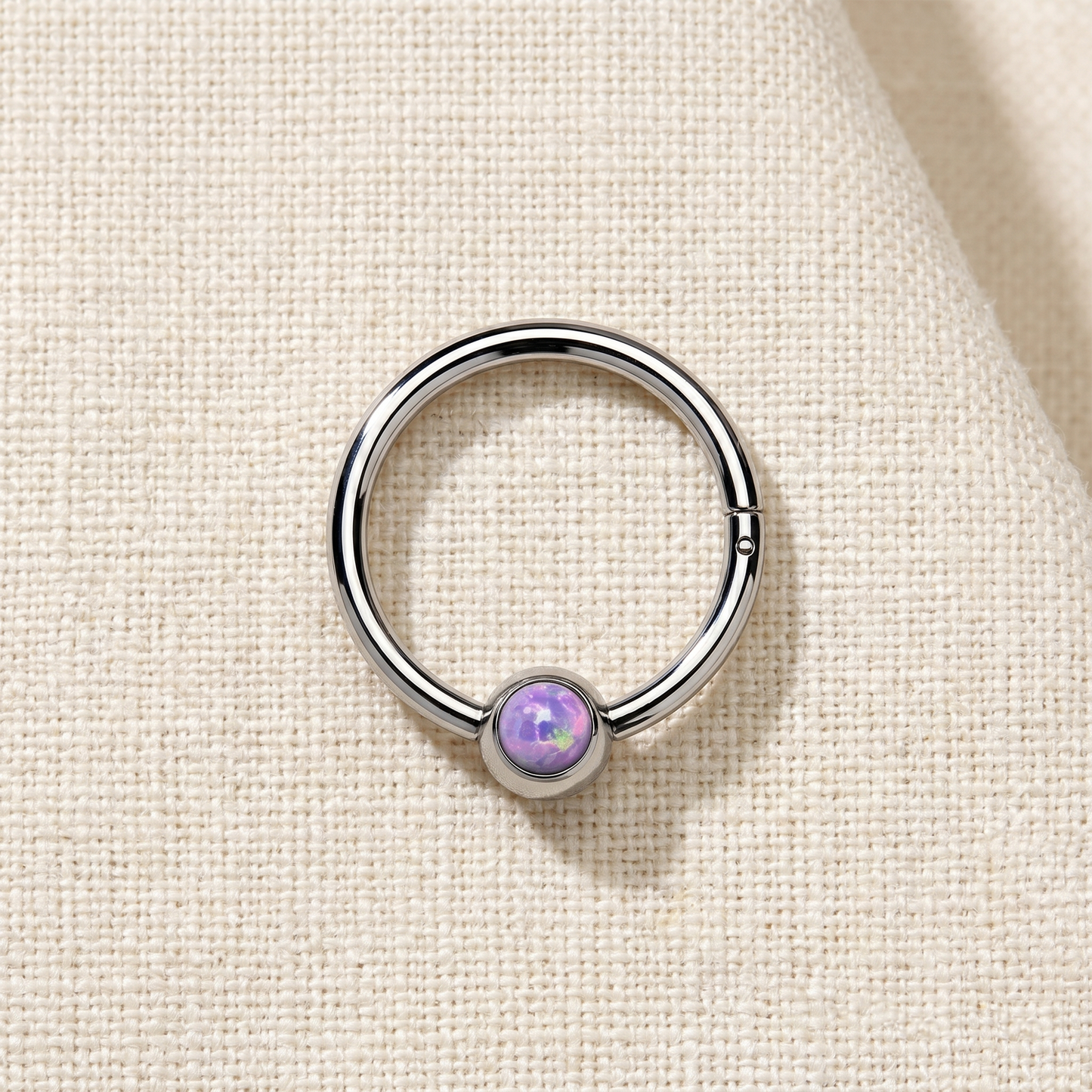 Surgical Steel Hinged Hoop with Opal Ball 16G 18G