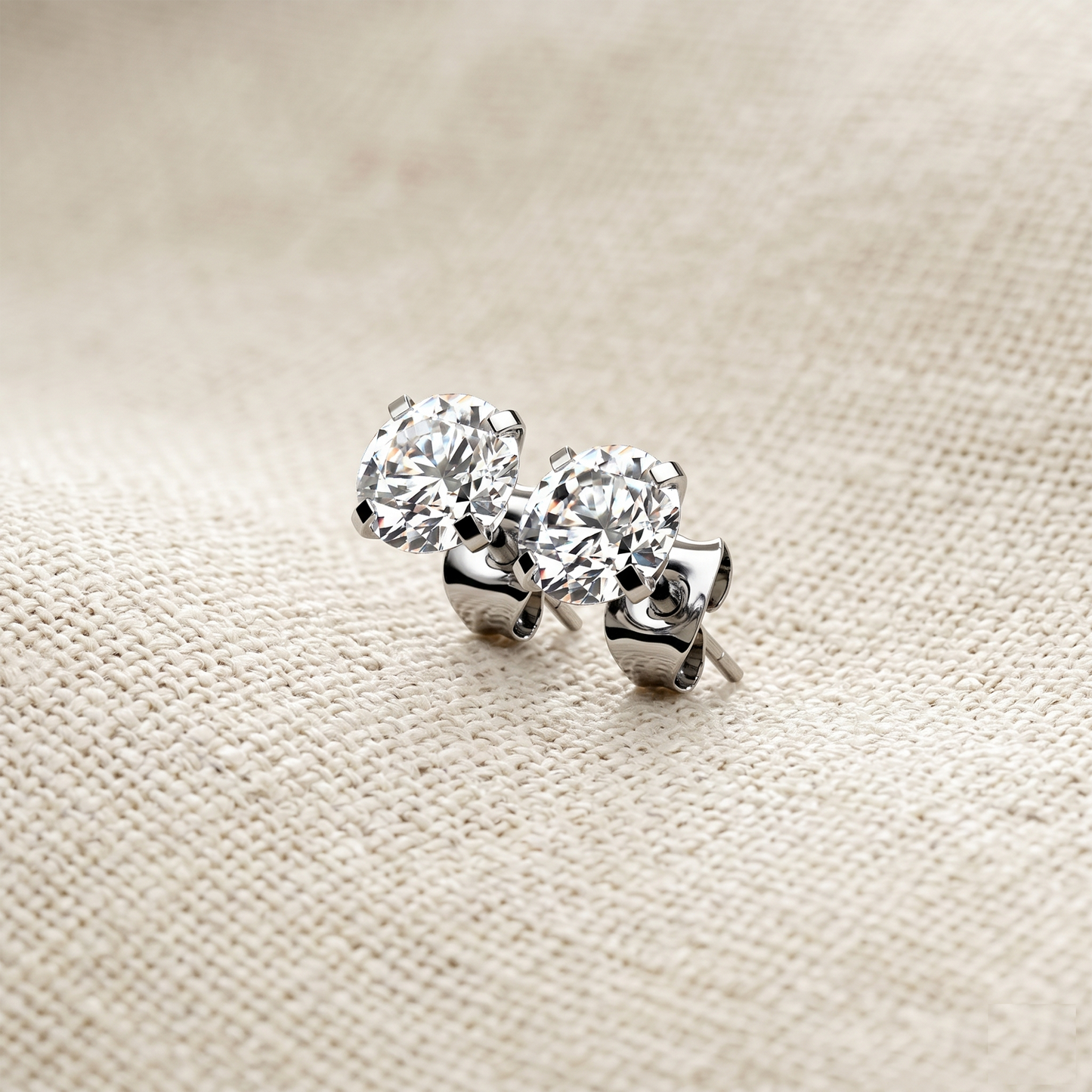 Titanium Prong Set CZ Stud Earrings 20G