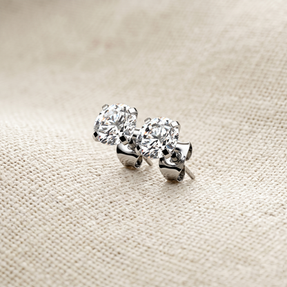 Titanium Prong Set CZ Stud Earrings 20G