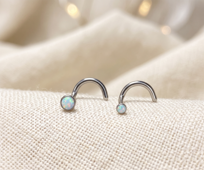 Titanium Opal Bezel Set Nose Screw 18G 20G