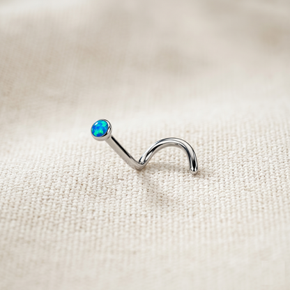 Titanium Opal Bezel Set Nose Screw 18G 20G