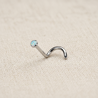 Titanium Opal Bezel Set Nose Screw 18G 20G
