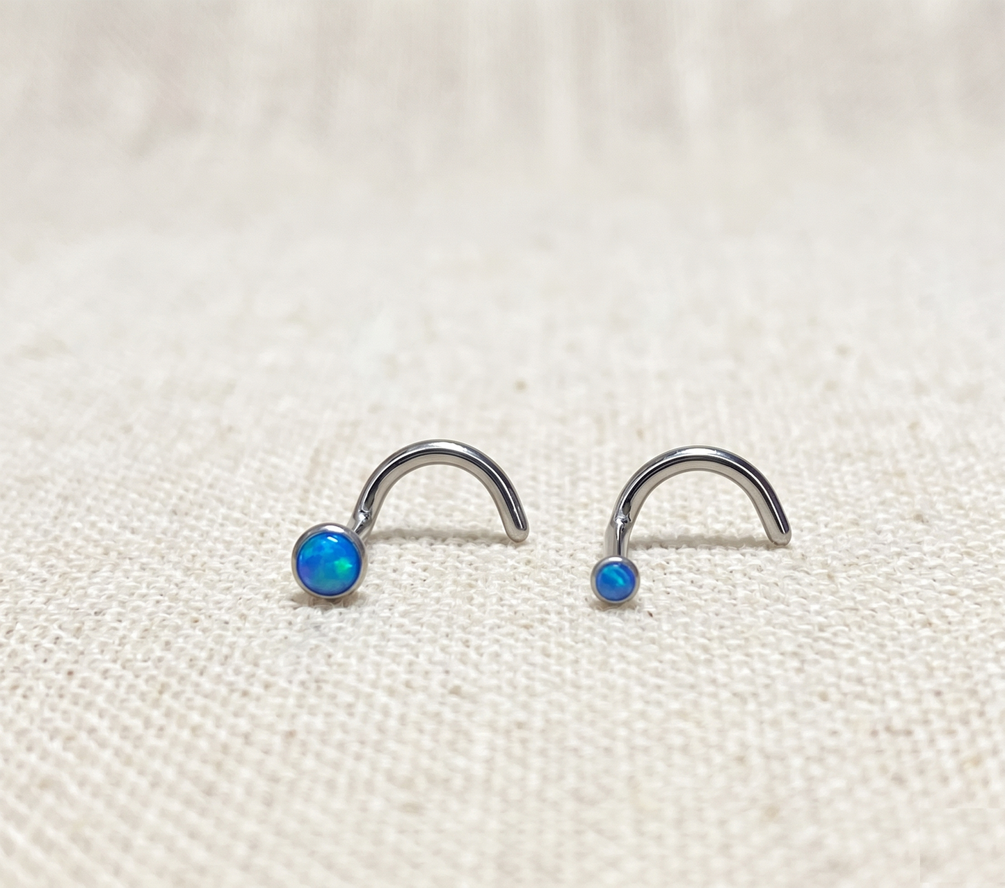 Titanium Opal Bezel Set Nose Screw 18G 20G