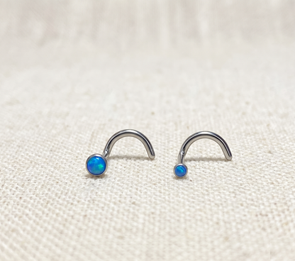 Titanium Opal Bezel Set Nose Screw 18G 20G