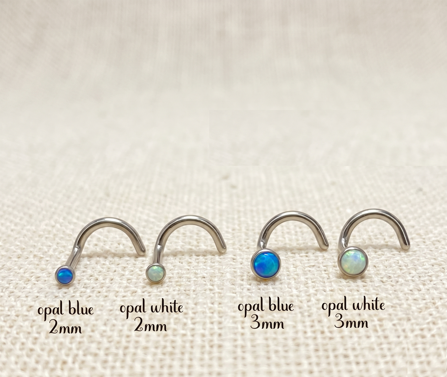 Titanium Opal Bezel Set Nose Screw 18G 20G