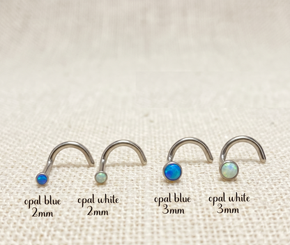 Titanium Opal Bezel Set Nose Screw 18G 20G