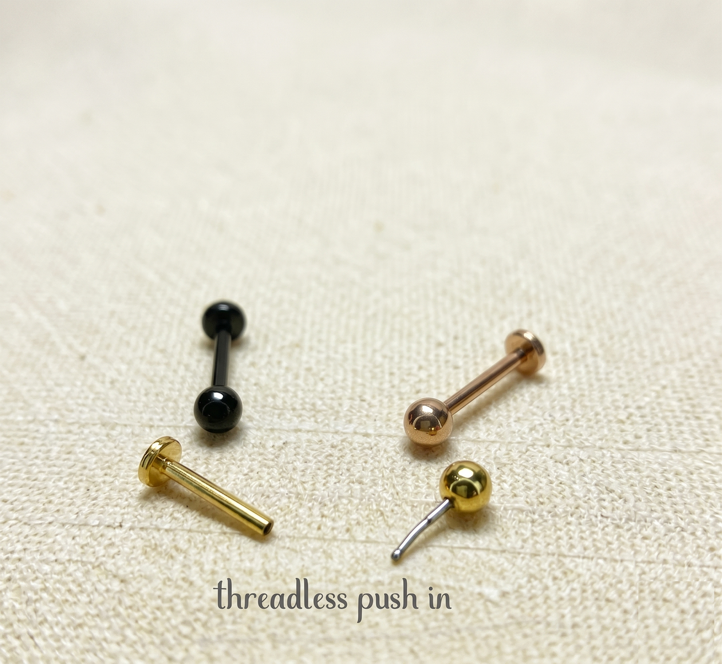 Surgical Steel Round Ball Threadless Stud - Color