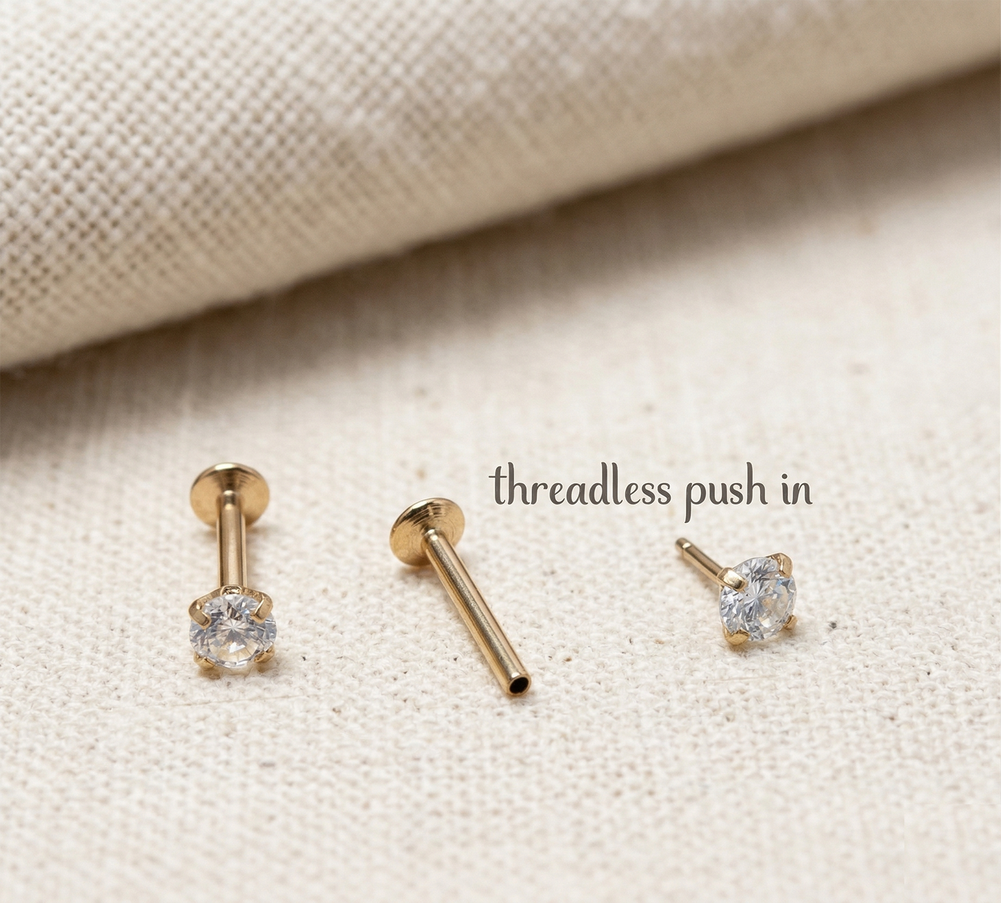 Surgical Steel Round CZ Threadless Stud