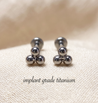 Titanium Triangle Balls Threadless Stud