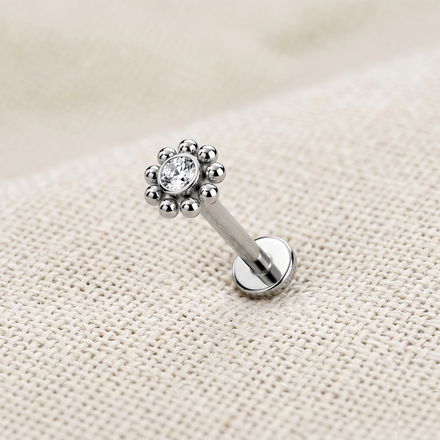 Surgical Steel CZ Threaded Stud 16G