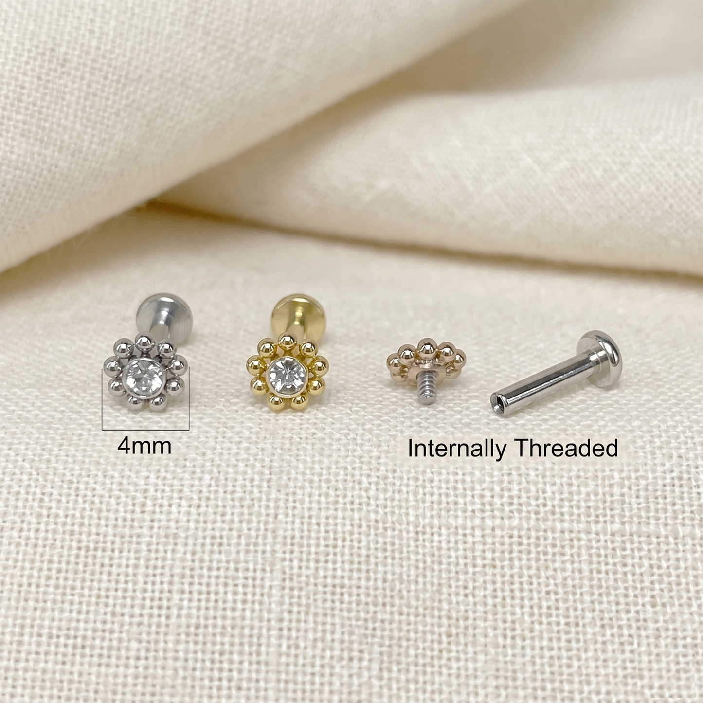 Surgical Steel CZ Threaded Stud 16G
