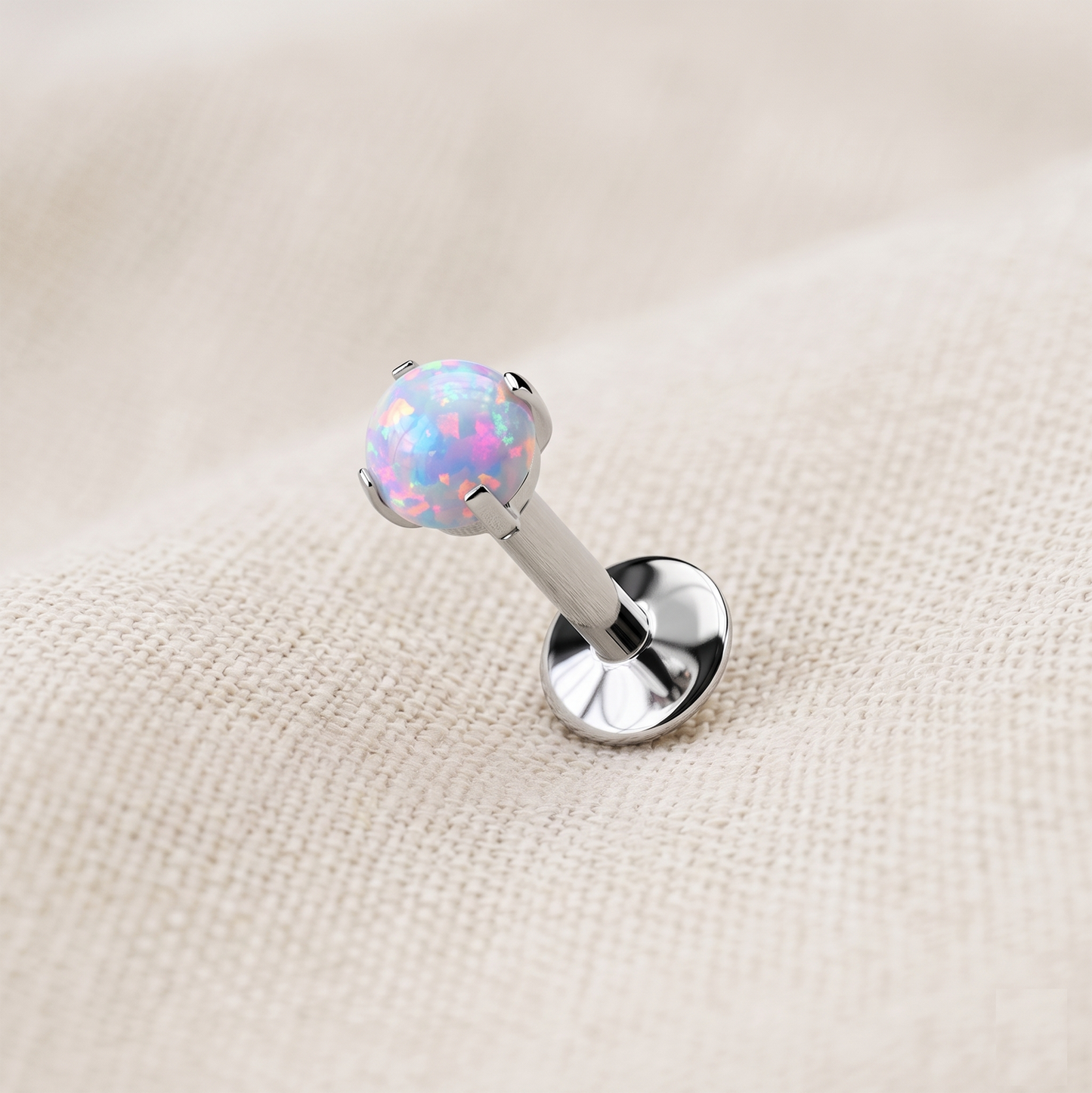 Titanium White Opal Threaded Labret Stud 16G