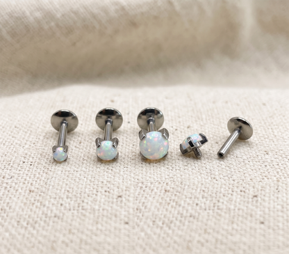 Titanium White Opal Threaded Labret Stud 16G