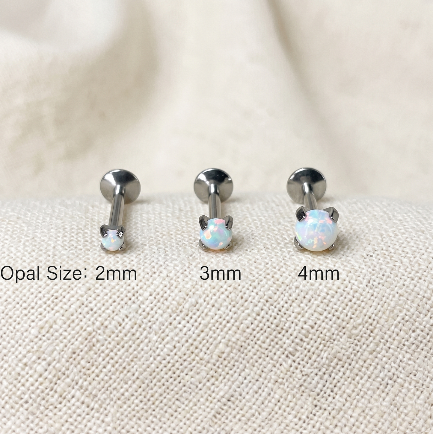 Titanium White Opal Threaded Labret Stud 16G