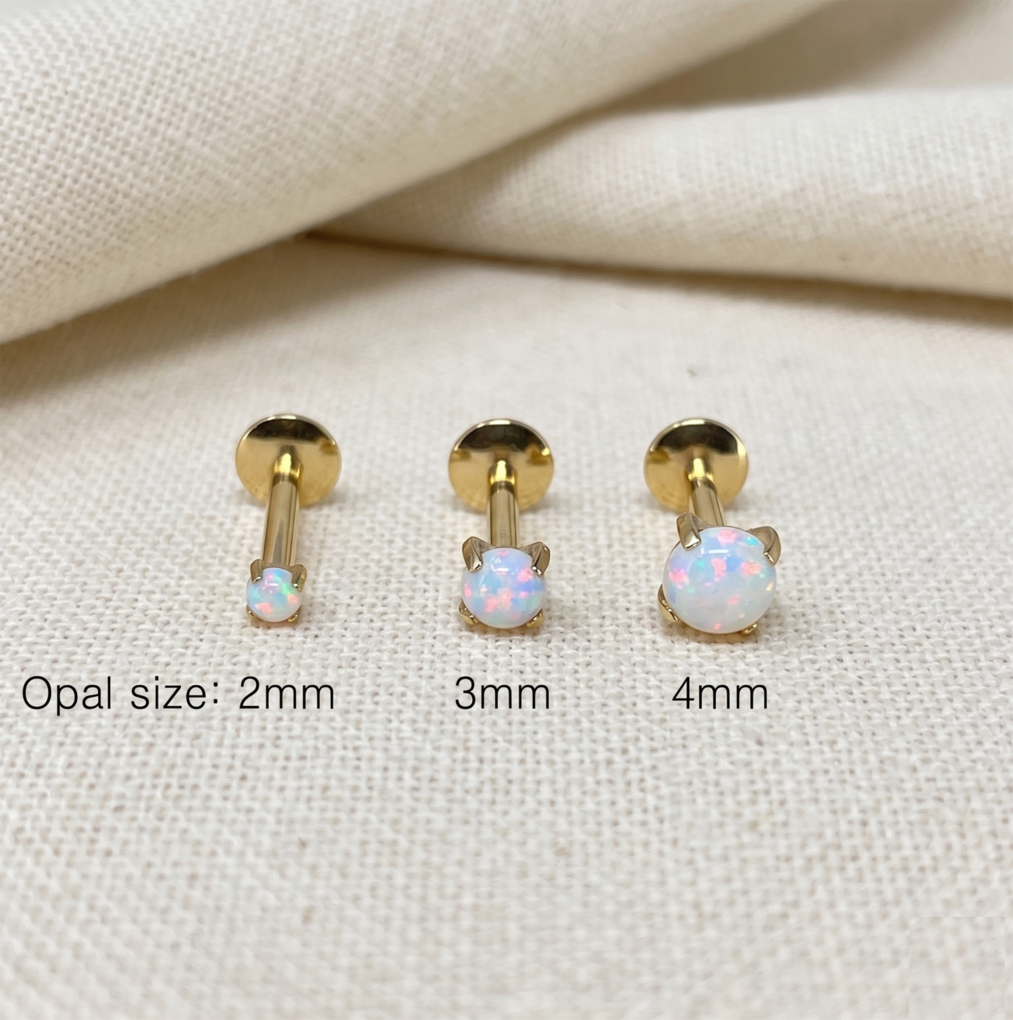 Gold Titanium White Opal Threaded Labret 16G