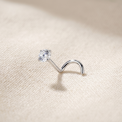 Titanium White CZ Prong Nose Corkscrew 18G 20G