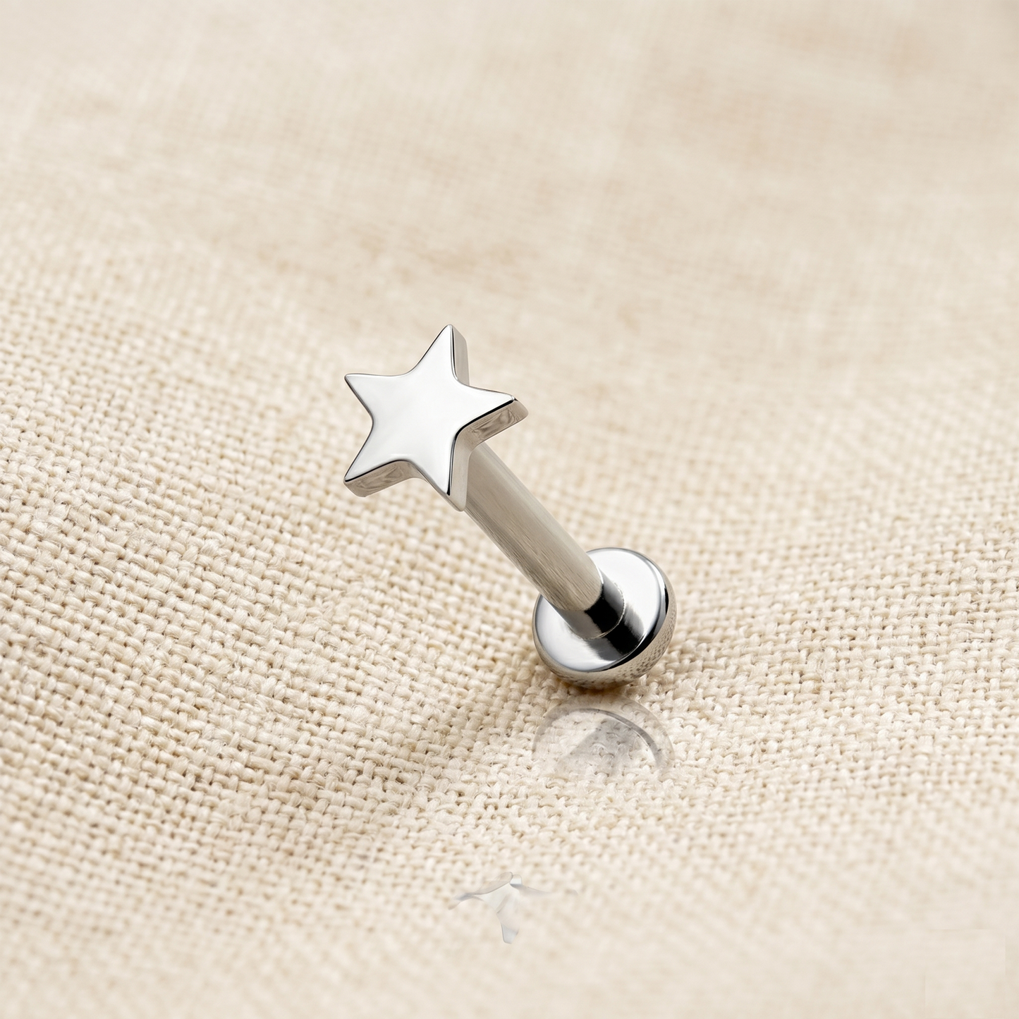 Titanium Star Threaded Labret Stud 16G