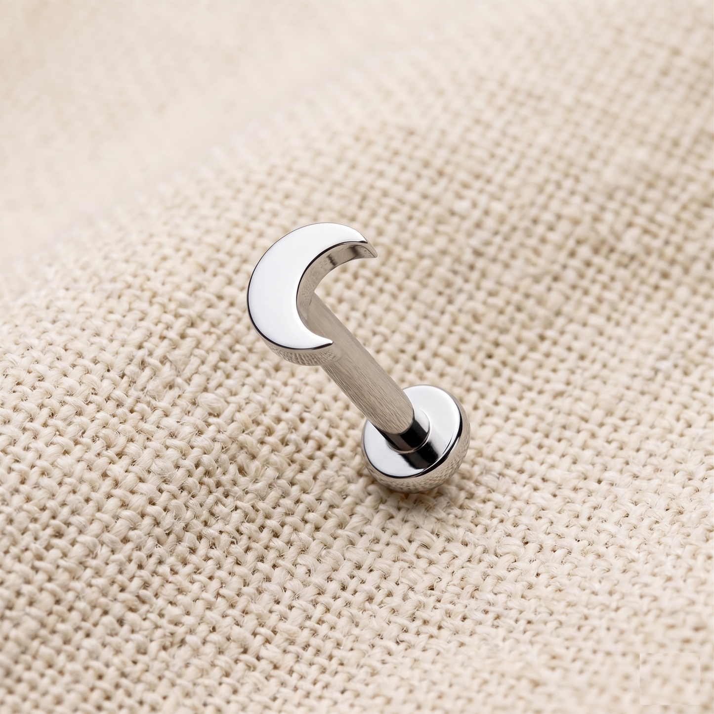 Titanium Crescent Moon Threaded Labret Stud 16G