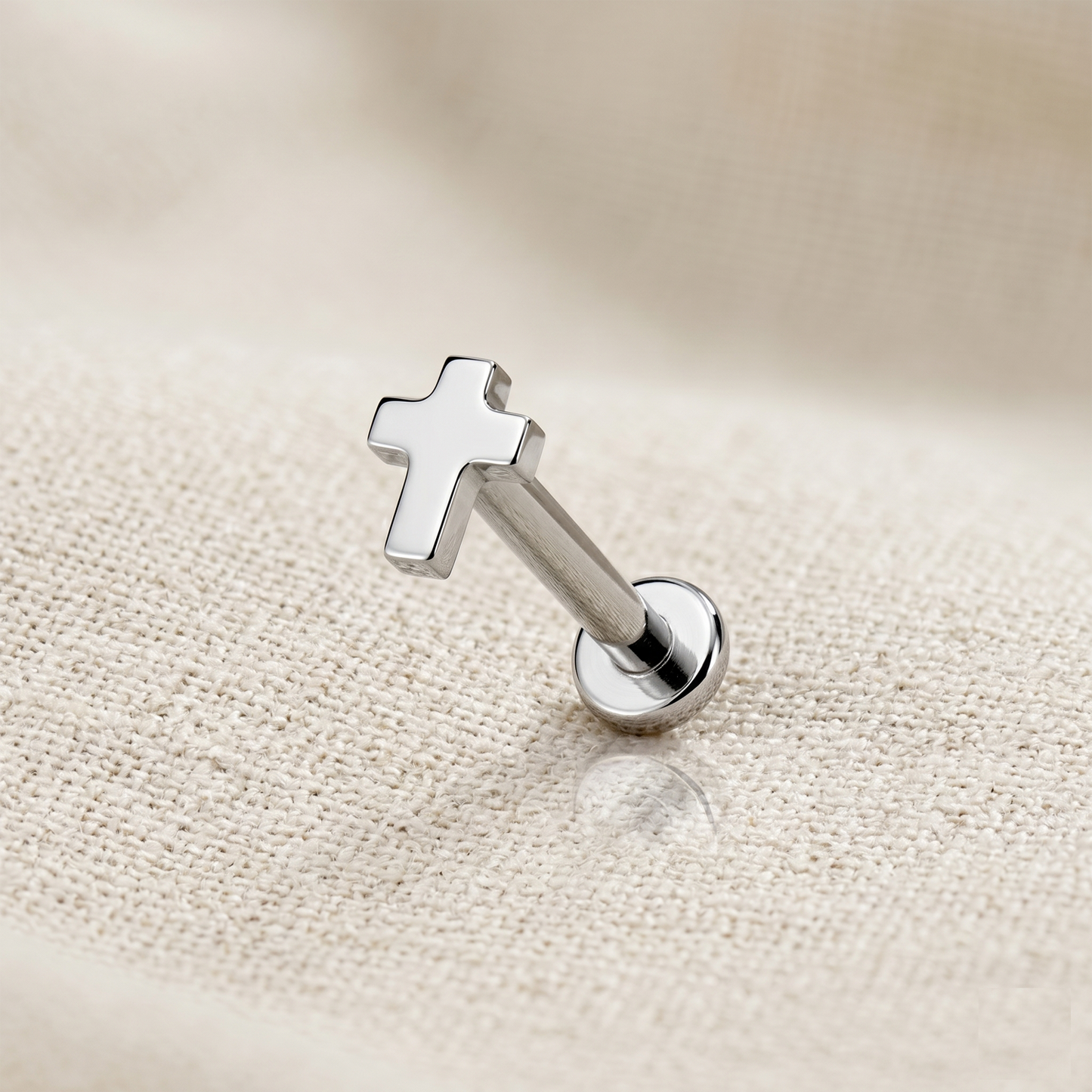 Titanium Cross Threaded Labret Stud 16G