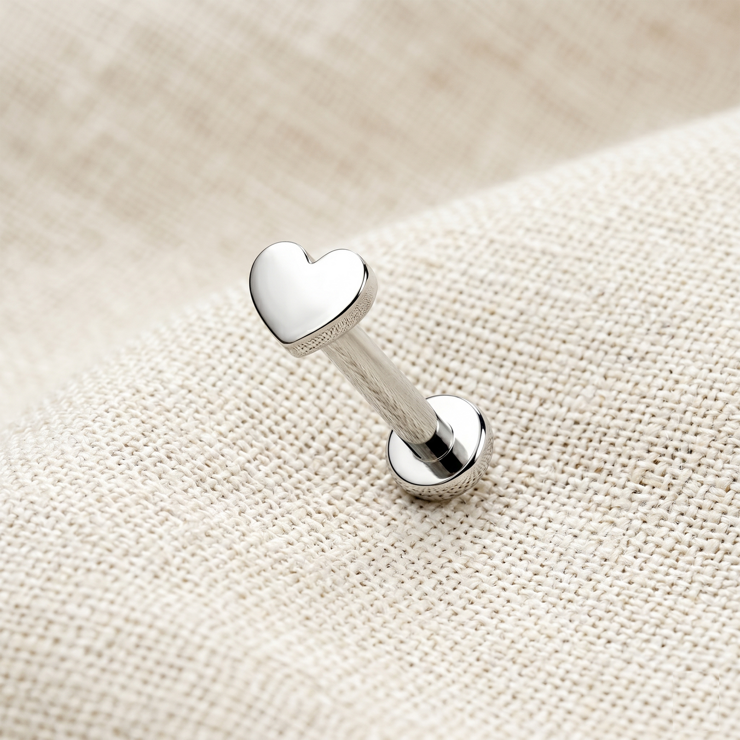 Titanium Heart Threaded Labret Stud 16G
