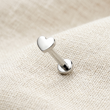 Titanium Heart Threaded Labret Stud 16G
