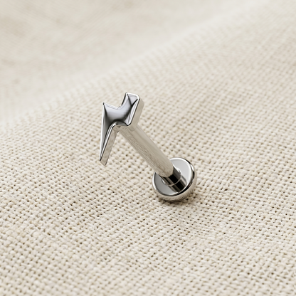 Titanium Lightning Bolt Threaded Labret Stud 16G