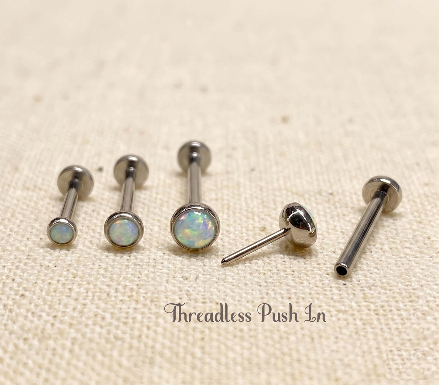 Titanium White Opal Bezel Threadless Stud