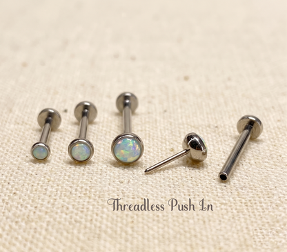 Titanium White Opal Bezel Threadless Stud