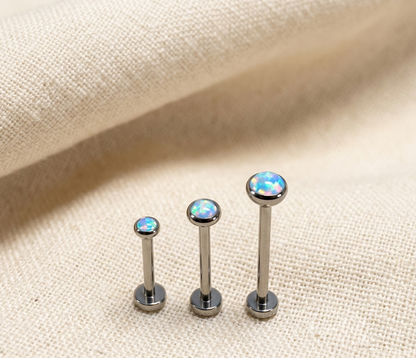 Titanium White Opal Bezel Threadless Stud