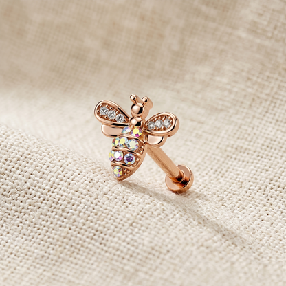 Surgical Steel CZ Bee Threaded Labret 16G