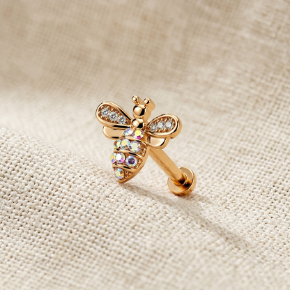 Surgical Steel CZ Bee Threaded Labret 16G