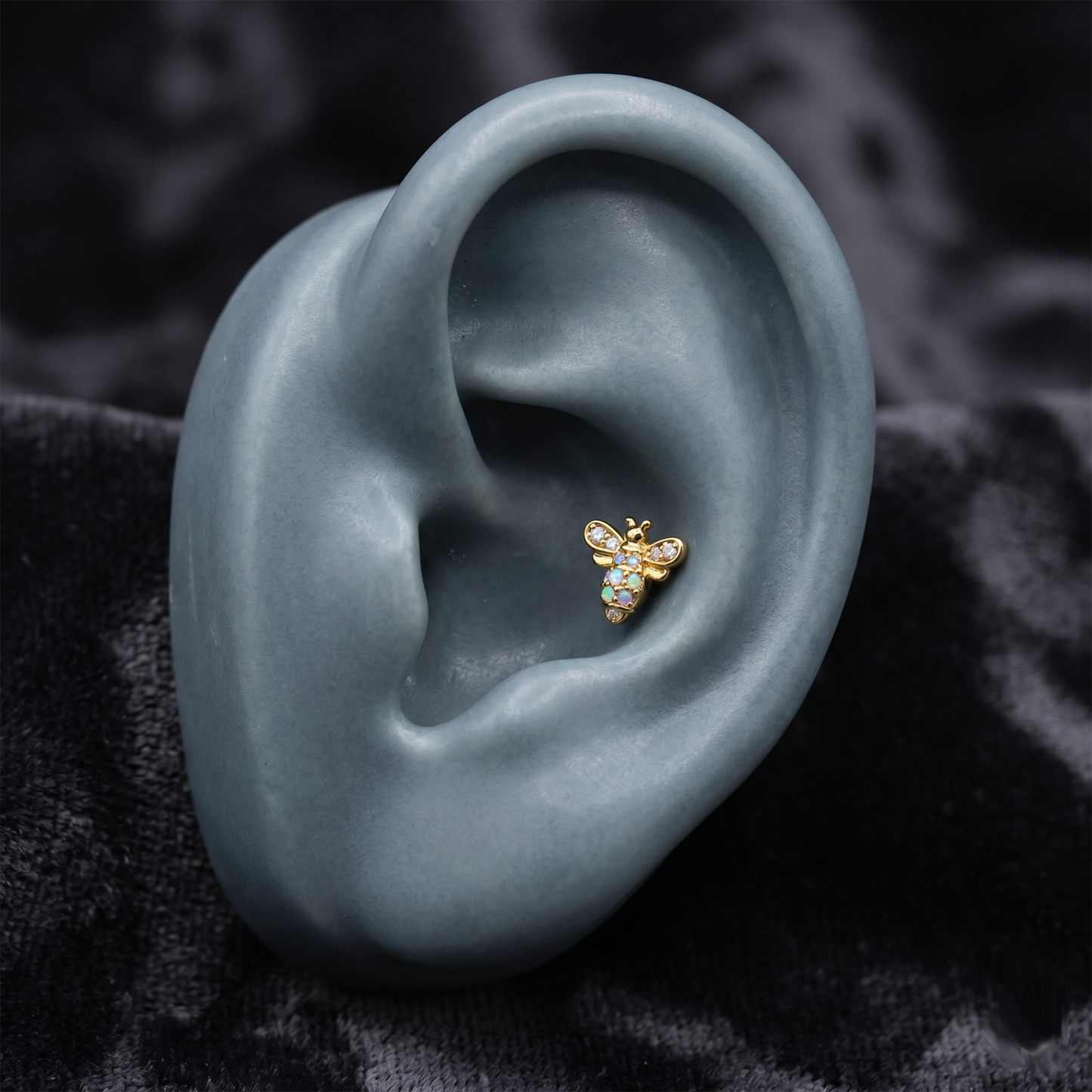 Surgical Steel CZ Bee Threaded Labret 16G