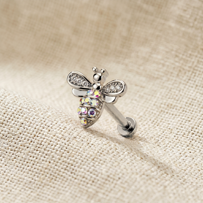 Surgical Steel CZ Bee Threaded Labret 16G