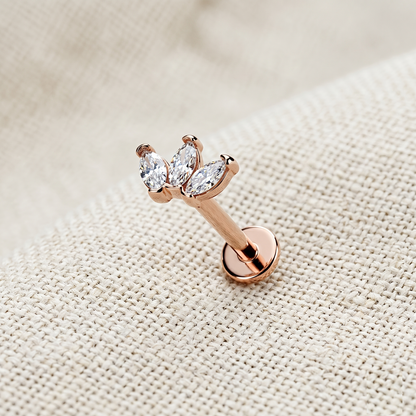 Surgical Steel CZ Crown Threaded Labret Stud 16G