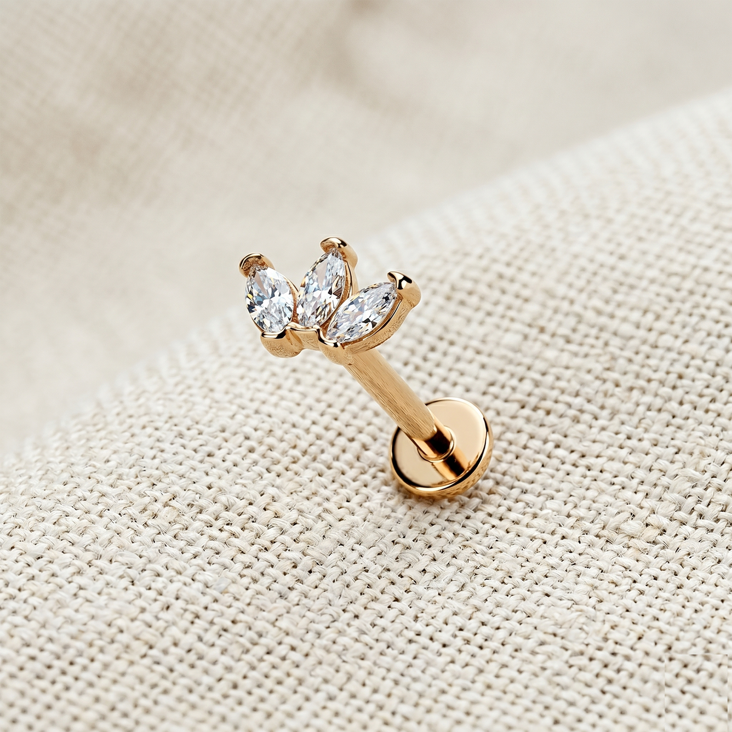 Surgical Steel CZ Crown Threaded Labret Stud 16G