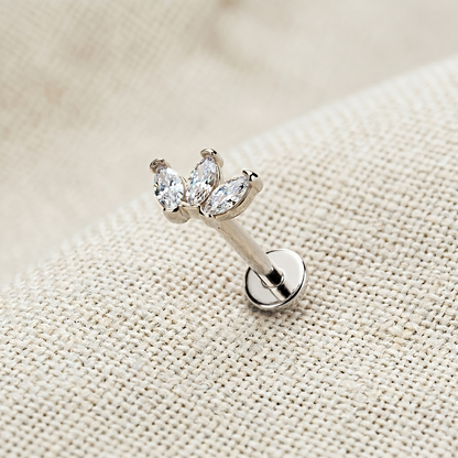 Surgical Steel CZ Crown Threaded Labret Stud 16G