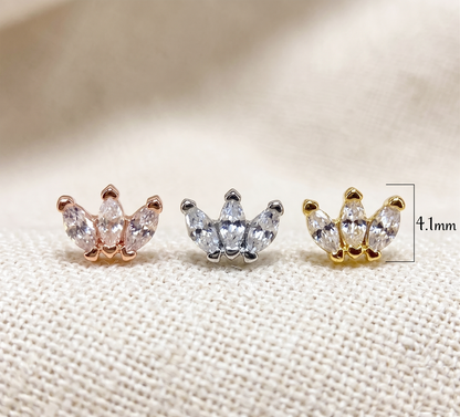 Surgical Steel CZ Crown Threaded Labret Stud 16G