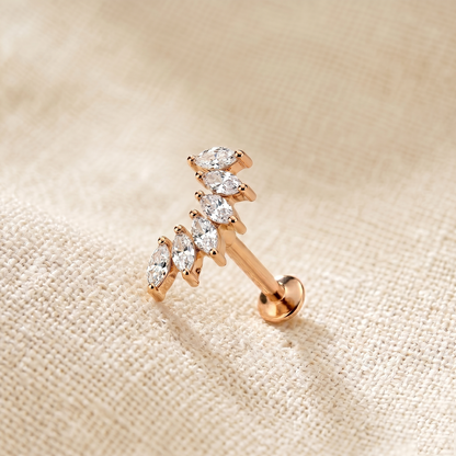 Marquise CZ Threaded Labret Stud 16G