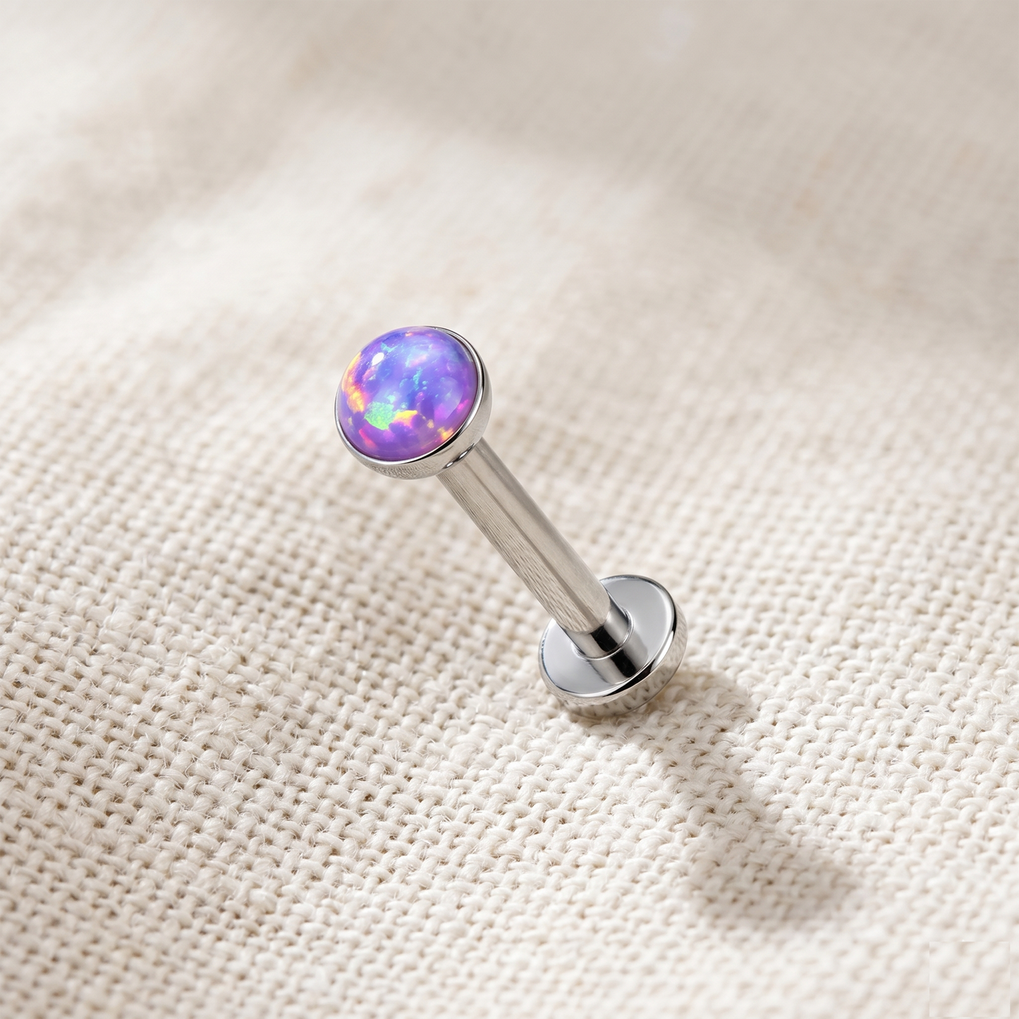 Titanium Purple Opal Bezel Threadless Stud