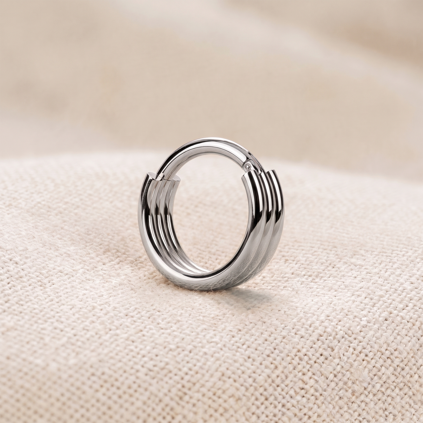 Triple Layer Hinged Hoop Ring 16G