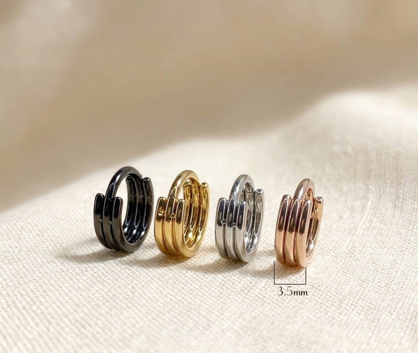 Triple Layer Hinged Hoop Ring 16G