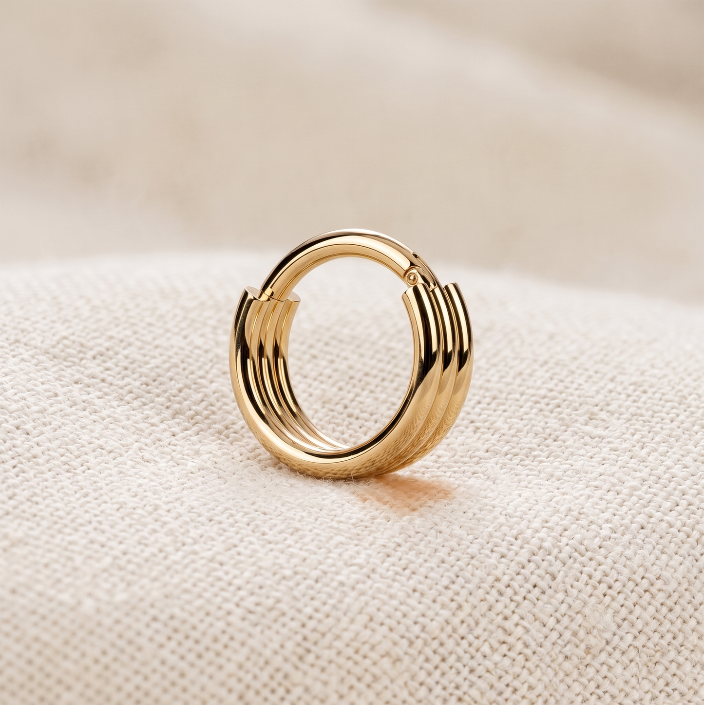Triple Layer Hinged Hoop Ring 16G