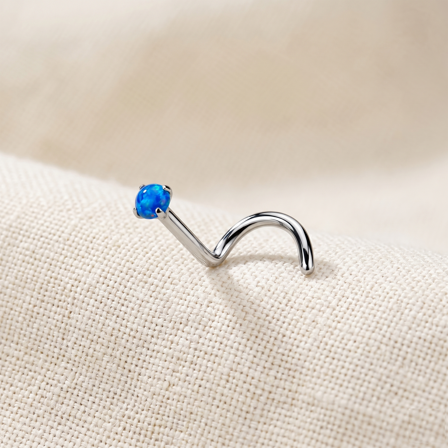 Titanium Opal Prong Set Nose Screw 18G 20G