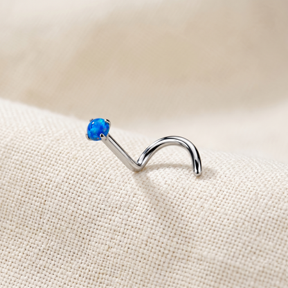 Titanium Opal Prong Set Nose Screw 18G 20G