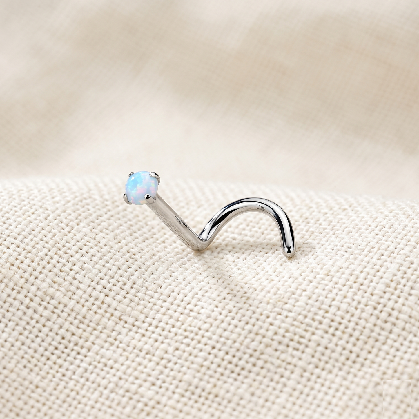 Titanium Opal Prong Set Nose Screw 18G 20G