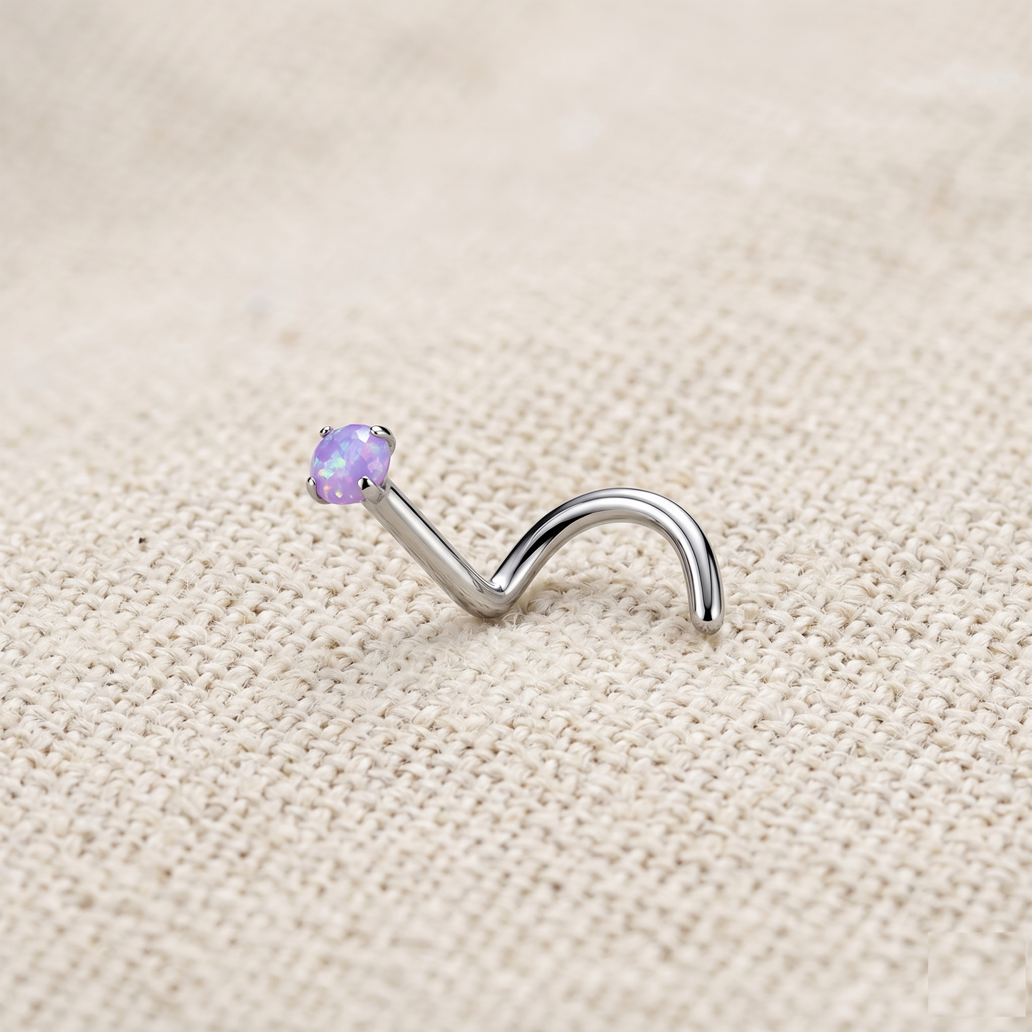 Titanium Opal Prong Set Nose Screw 18G 20G