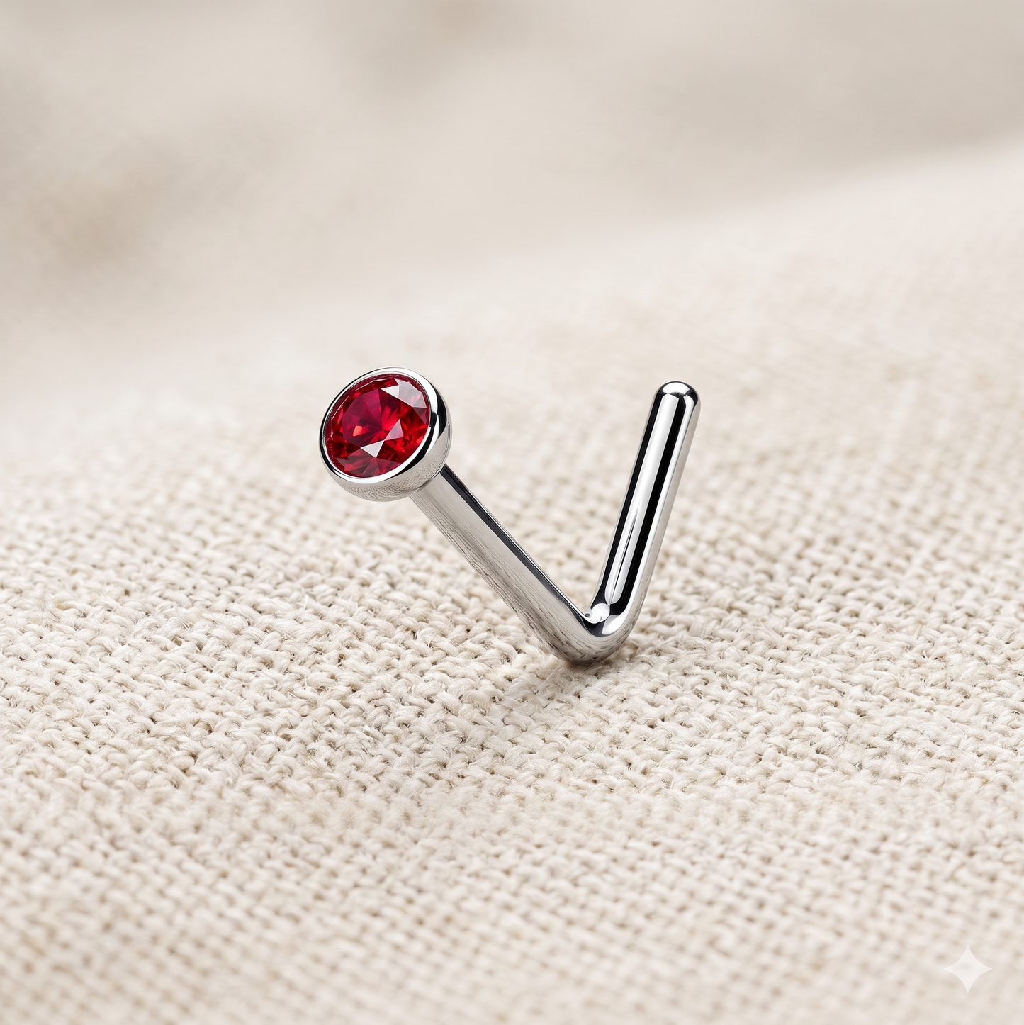 Titanium 2mm CZ L-Bend Nose Ring 20G - 6 Colors