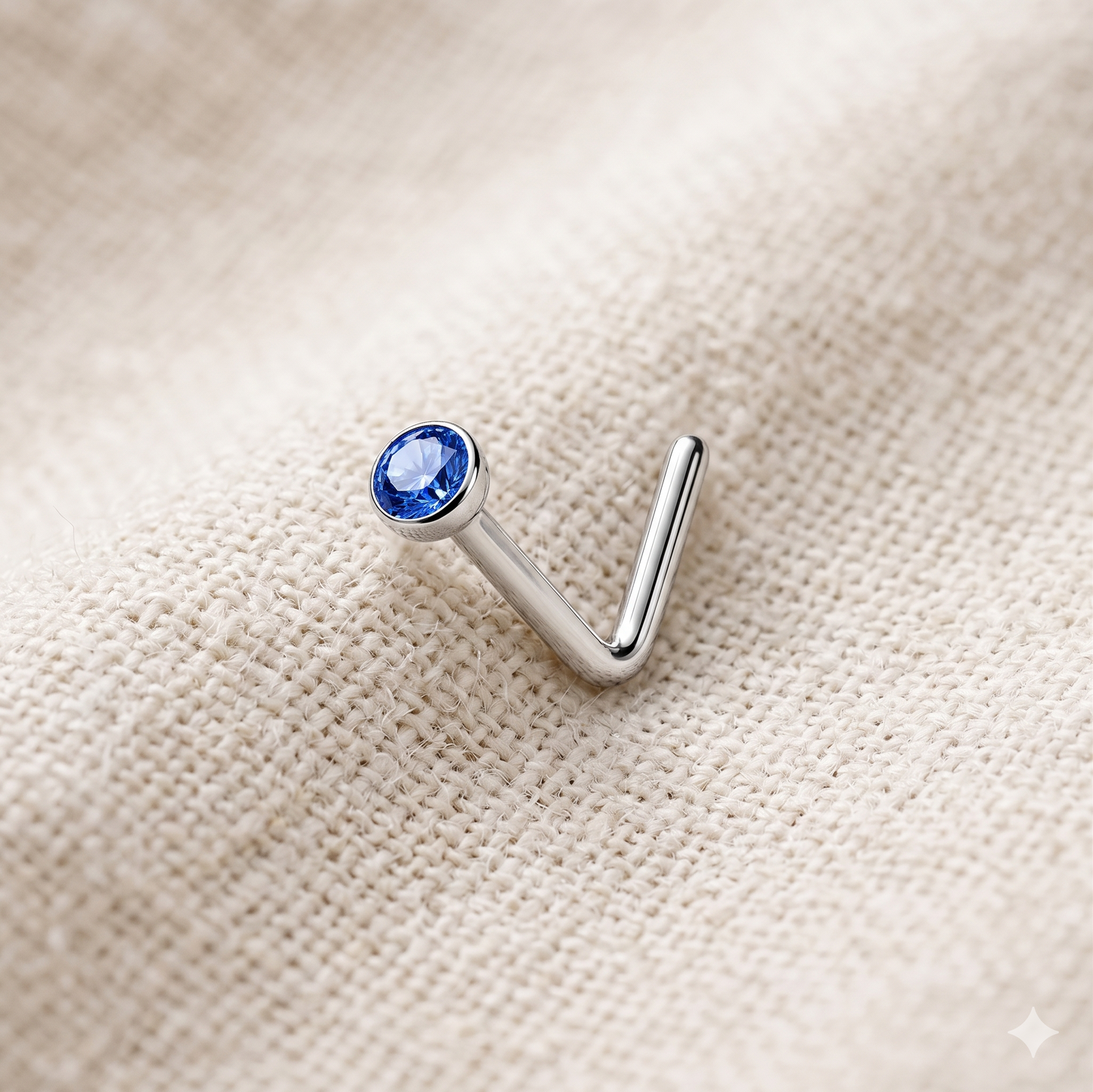 Titanium 2mm CZ L-Bend Nose Ring 20G - 6 Colors