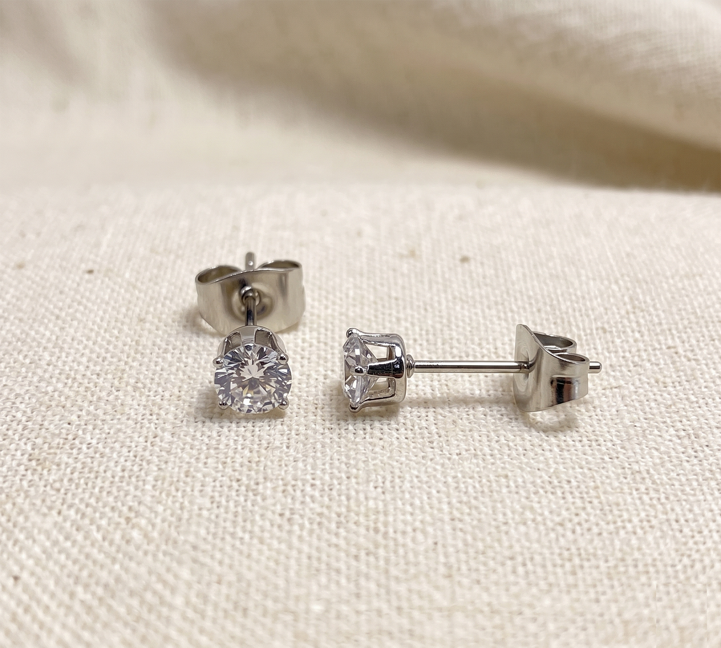 Surgical Steel Clear CZ Stud Earrings