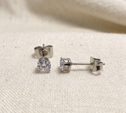 Surgical Steel Clear CZ Stud Earrings